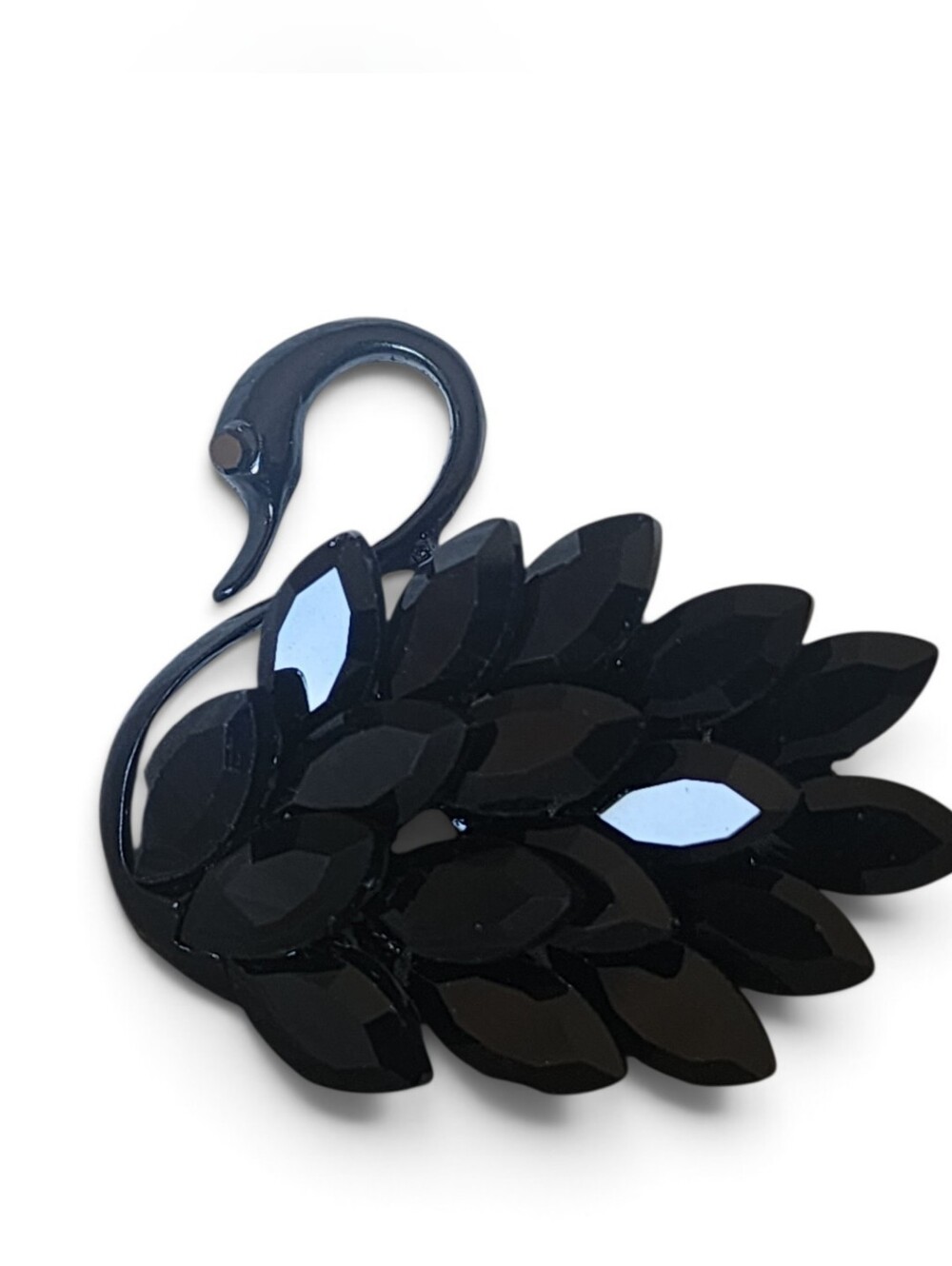 ✨️🖤 Jet Black Crystal Swan Brooch Pin